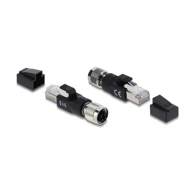DeLOCK 90834 Adaptador M12 8 pin Hembra a RJ45 Macho Negro