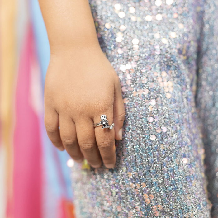 Disney Anillo Jack Skellington Pesadilla Antes de Navidad Plateado Autoajustable 20,4x2,9x22,8