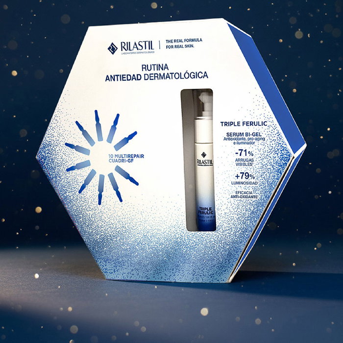 Rilastil Estuche Antiedad Triple Ferulic con Súper Óxido Dismutasa, Péptidos y Ácido Ferúlico, 2 Piezas Rilastil Estuche Antiedad Triple Ferulic con Súper Óxido Dismutasa, Péptidos y Ácido Ferúlico, 2 Piezas