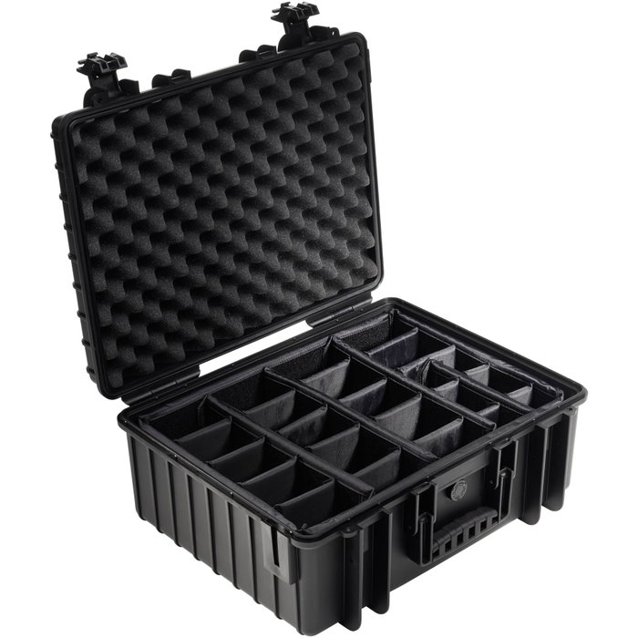 B&W Outdoor Case Type 6000 negro con divisor acolchado B&W Outdoor Case Type 6000 negro con divisor acolchado