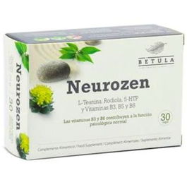 BETULA Neurozen 30 Cápsulas - Vitaminas B3 y B6, Ácido Pantoténico, Extracto de Té Verde, Rodiola y Grifonia para Función Psicológica y Rendimiento Intelectual Normal