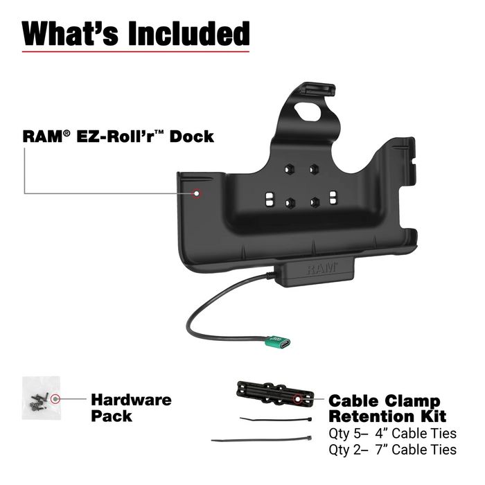 RAM Mounts RAM-HOL-SAM52CPU Base de Carga USB-C para Samsung Galaxy Tab Active4 Pro y Tab Active Pro, Negro/Verde
