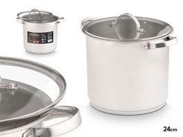 Kinvara Olla Induccion con Tapa de Cristal 24 cm (Set de 4)