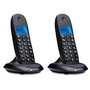 Motorola C1002 CB+ / 107C1002CB+ - Teléfono Fijo Inalámbrico DECT, Negro, Duo, Pantalla LCD Iluminada, Alcance, Teclado 21 Teclas