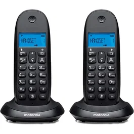 Motorola Teléfono DECT C1002CB+Duo 2 Terminales, Negro, con Pantalla LED, Manos Libres, Agenda y Función ECO