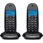 Motorola Teléfono DECT C1002CB+Duo 2 Terminales, Negro, con Pantalla LED, Manos Libres, Agenda y Función ECO
