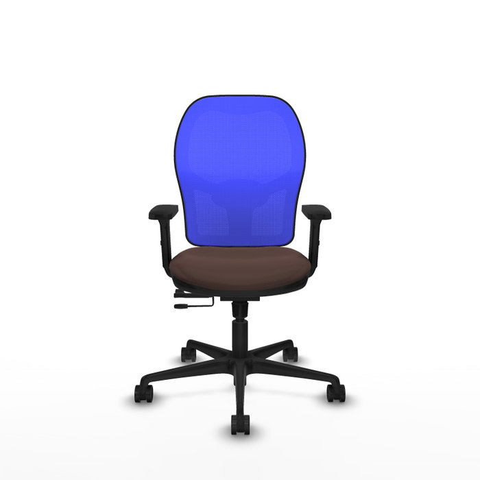 PIQUERAS Y CRESPO Silla de oficina Jorquera con mecanismo Sincro/Traslack, Azul y Marrón oscuro
