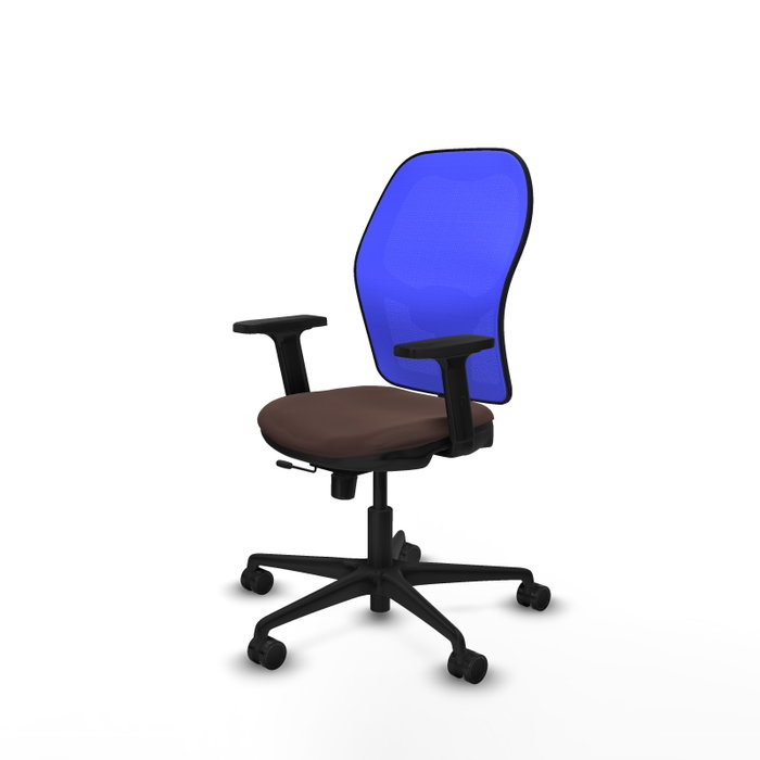 PIQUERAS Y CRESPO Silla de oficina Jorquera con mecanismo Sincro/Traslack, Azul y Marrón oscuro