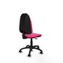 Silla de oficina Algarra con mecanismo Contacto permanente básico tapizada con Similpiel color Rosa. Equipada con Base poliamida negra, Sin brazos y Ruedas autofrenantes