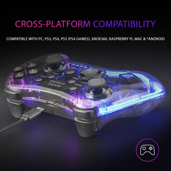 Mars Gaming MGP-24 Gamepad Inalámbrico Negro Translúcido RGB Mars Gaming MGP-24 Gamepad Inalámbrico Negro Translúcido RGB