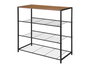 Giftdecor Zapatero Estanteria 4 Baldas Metal y Madera Negro y Natural 63.5 x 30 x 63.5 cm