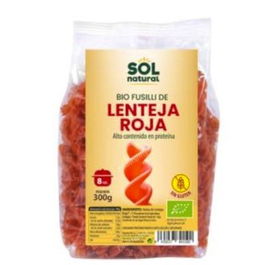 SOLNATURAL Fusilli Lenteja Roja 250Gr Vegano Sin Gluten Fuente de Proteína