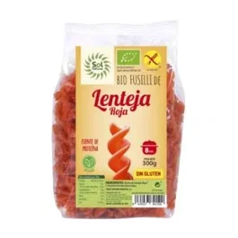 SOLNATURAL Fusilli de Lenteja Roja Ecológica 250g - Pasta Vegana Sin Gluten, Alta en Proteínas
