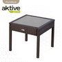 Aktive Conjunto 2 Sillones (54,5x56x79 cm) y Mesita (43,5x39 cm) Acero Rattan Vidrio Poliéster