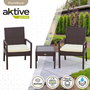 Aktive Conjunto 2 Sillones (54,5x56x79 cm) y Mesita (43,5x39 cm) Acero Rattan Vidrio Poliéster