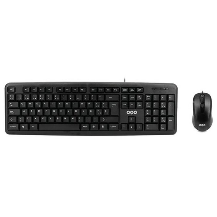 Oqo Combo Teclado y Ratón QWERTY Español Negro USB
