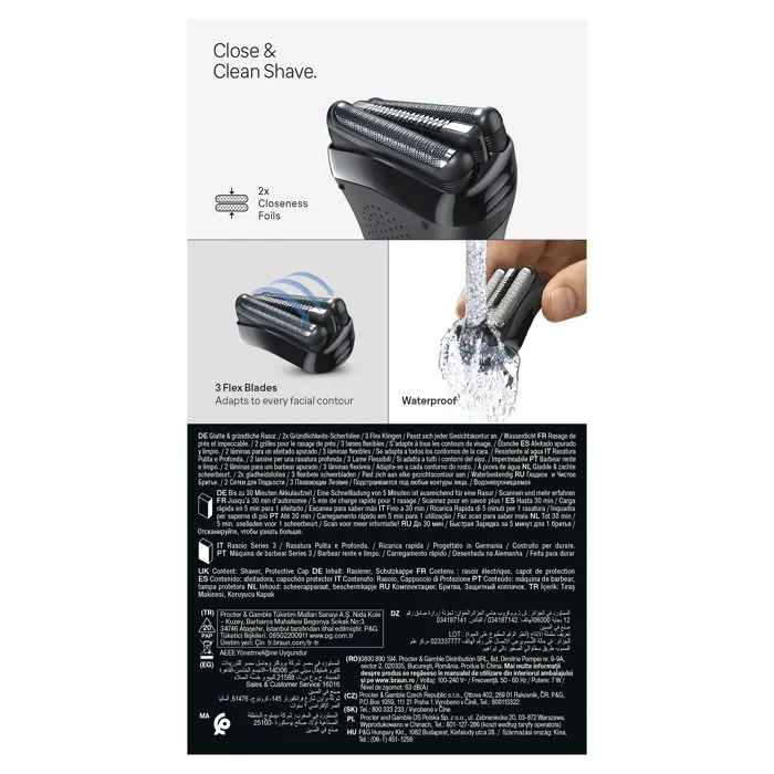 BRAUN Serie 3 300s Negra Resistente al Agua