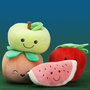 The Concept Factory Peluche Fruta Kawaii Fresa Sandía Melocotón Manzana Verde