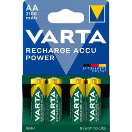 Varta Pilas Recargables Accu Power AA 2100 mAh, Pack de 4