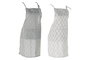 DKD Home Decor Delantal Japan stripes Gris Blanco Algodón Poliéster 70 x 80 x 0.5 cm (12 Unidades)