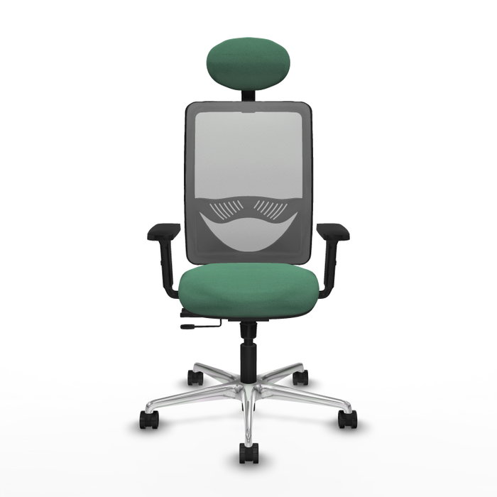 PIQUERAS Y CRESPO Silla de oficina Zulema con mecanismo Sincro/Traslack, Verde esmeralda y Gris