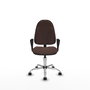 Silla de oficina Algarra con mecanismo Contacto permanente básico tapizada con Similpiel color Marrón oscuro. Equipada con Base cromada, Brazos fijos y Ruedas autofrenantes