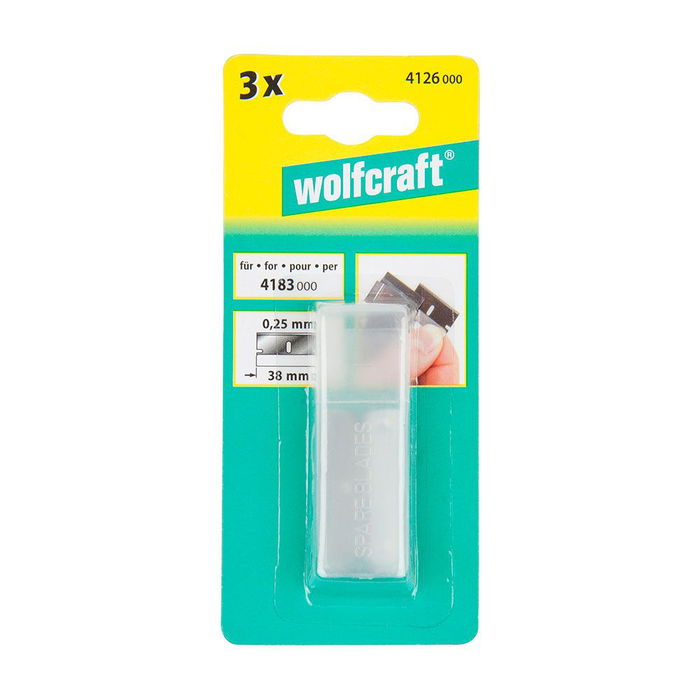 Wolfcraft Pack 3 Cuchillas de Repuesto para Rascador 4126000 / 82654 - 38 mm Ancho