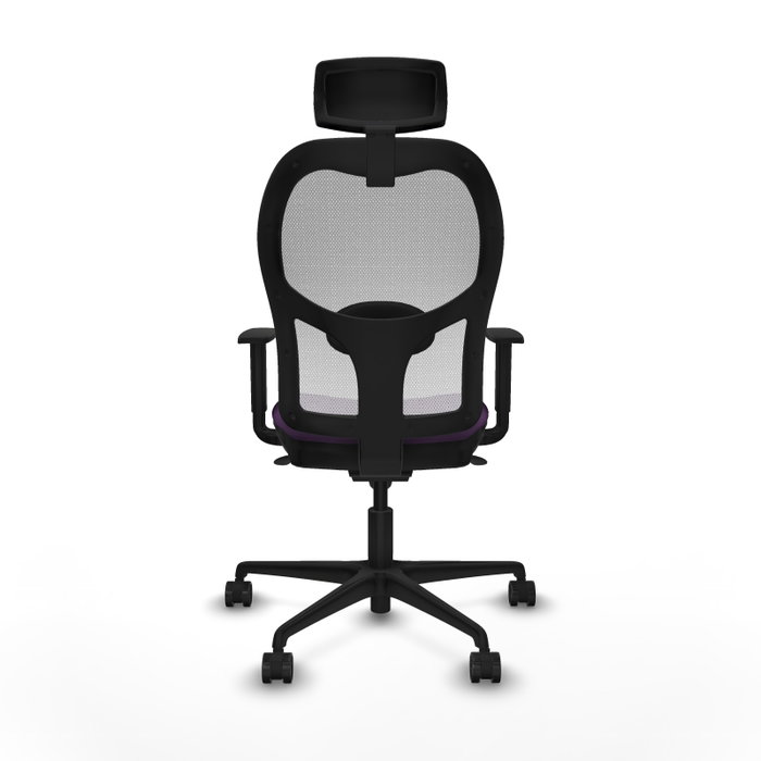 Silla de oficina Jorquera con mecanismo Sincro tapizada con Tela color Morado y malla color Blanco. Equipada con lumbar 1D, Brazos 1D, Cabecero 2D y Ruedas 65mm nailon Silla de oficina Jorquera con mecanismo Sincro tapizada con Tela color Morado y malla color Blanco. Equipada con lumbar 1D, Brazos 1D, Cabecero 2D y Ruedas 65mm nailon