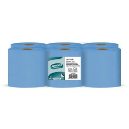 Amoos Papel Secamanos Profesional 2 Capas 192 mm x 125 m, 6 Rollos, Azul