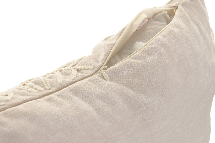 DKD Home Decor Cojín de Chenilla Crema 60x10x35 cm