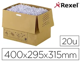 Rexel Bolsas de Residuos Reciclables para Destructora Auto+ 40 L Pack 20 Unidades 400x295x315 mm