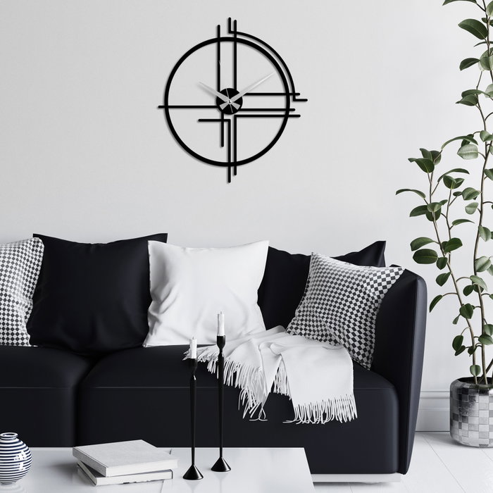 Wallity Reloj de Pared Decorativo de Metal Negro 49 x 44 cm Wallity Reloj de Pared Decorativo de Metal Negro 49 x 44 cm