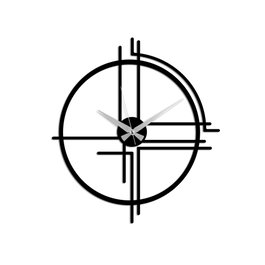 Wallity Reloj de Pared Decorativo de Metal Negro 49 x 44 cm