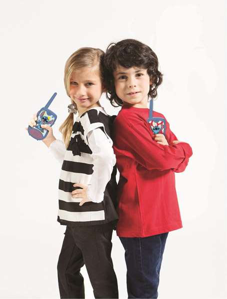 LEXIBOOK Walkie Talkies Disney Stitch con luces LED y 200m de alcance