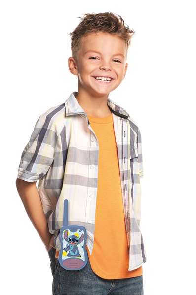LEXIBOOK Walkie Talkies Disney Stitch con luces LED y 200m de alcance