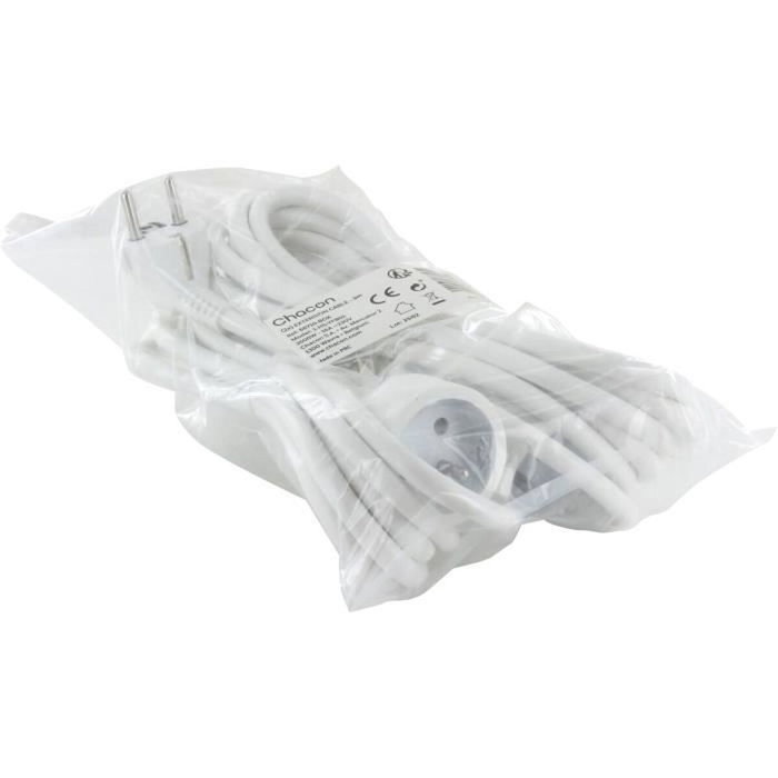 Chacon Juego de 2 extensiones HO5VVF 3 x 1,5 mm² - 3 m - Blanco