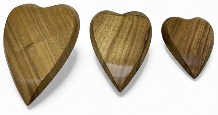 DKD Home Decor Set de 3 Centros de Mesa de Acacia con Diseño de Corazón Natural