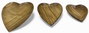 DKD Home Decor Set de 3 Centros de Mesa de Acacia con Diseño de Corazón Natural
