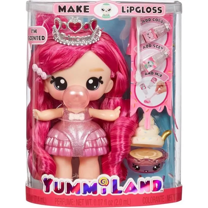 Yummiland Muñeca Grande de 25 cm para Peinar y Abrazar - Mascota + Bálsamo Labial Perfumado Bianca - LIT35051120735 - 4 Años