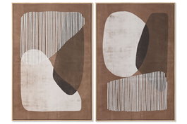 DKD Home Decor Cuadro de Madera y Lienzo Abstracto Surtido de 2 Piezas (83x4,3x123 cm)