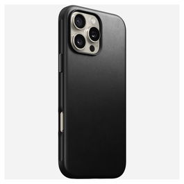 Nomad Modern Leather Case iPhone 16 Pro Max Negro - Estuche de Cuero Moderno para iPhone 16 Pro Max