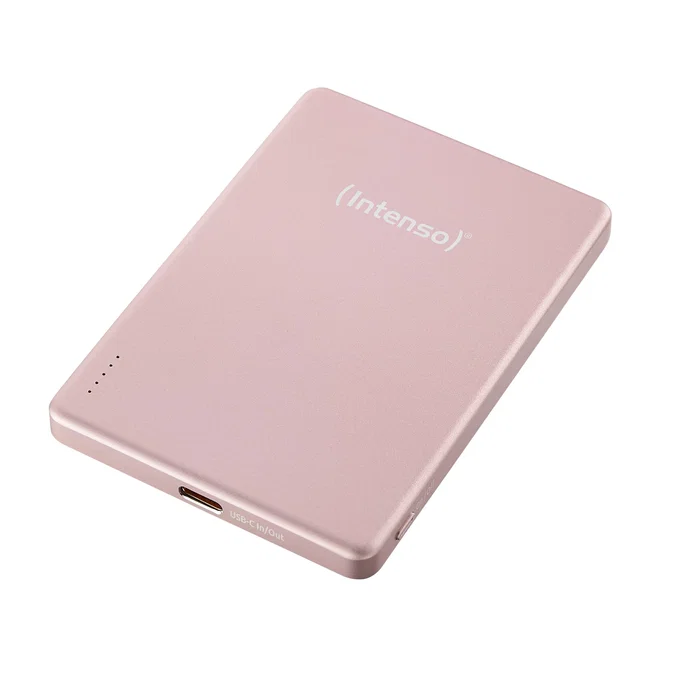 Intenso MW5000 Power Bank Batería Externa MagSafe 5000 mAh - Carga Inalámbrica 15W y USB-C PD 20W, Delgada y Compacta - Rosa