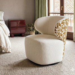 Sillón Bitejido Crema-Ocre Tejido-Madera 73 X 68 X 74 cm