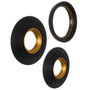 Home Deco Factory Juego De 3 Espejos Convexos Diámetro 25,5 cm - Color Negro y Oro, Colección Lounge, Marco de Plástico PS con Vidrio