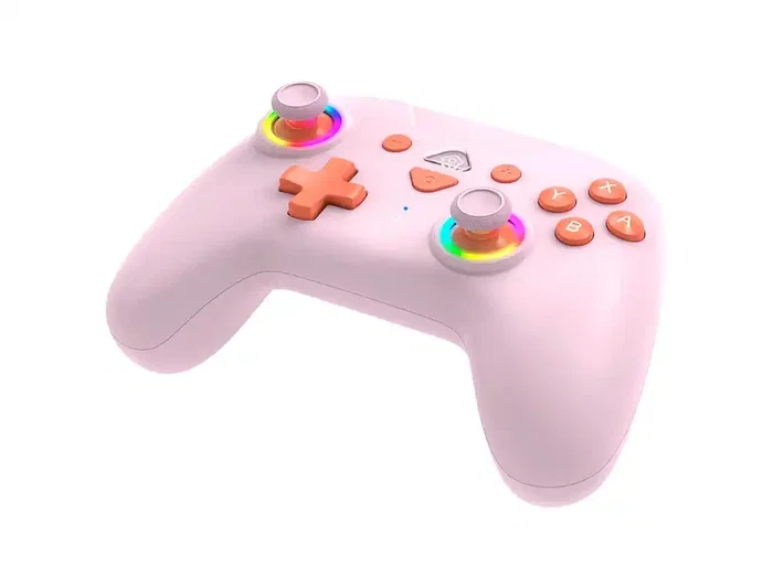 Wondee Mando Inalámbrico Subsonic Wireless LED Rosa para Nintendo Switch, Switch OLED y Switch Lite - Con Girosocopio, Botones Traseros M1/M2, 3 Niveles Vibración y Autonomía 9/10h