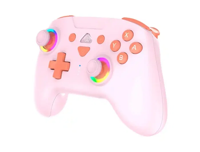 Wondee Mando Inalámbrico Subsonic Wireless LED Rosa para Nintendo Switch, Switch OLED y Switch Lite - Con Girosocopio, Botones Traseros M1/M2, 3 Niveles Vibración y Autonomía 9/10h
