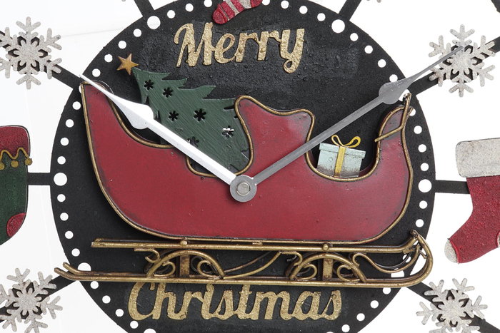 DKD Home Decor Reloj Pared Navidad Tradicional Verde Rojo Metal 3.5 x 32.5 x 34 cm (4 Unidades)