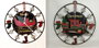 DKD Home Decor Reloj Pared Navidad Tradicional Verde Rojo Metal 3.5 x 32.5 x 34 cm (4 Unidades)