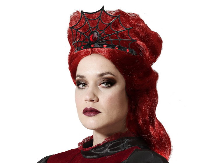 Diadema Vampiresa Halloween Corona Mujer Adulto Diseño Gótico Telarañas Piedras Rojas para Fiestas de Terror y Cosplay Diadema Vampiresa Halloween Corona Mujer Adulto Diseño Gótico Telarañas Piedras Rojas para Fiestas de Terror y Cosplay