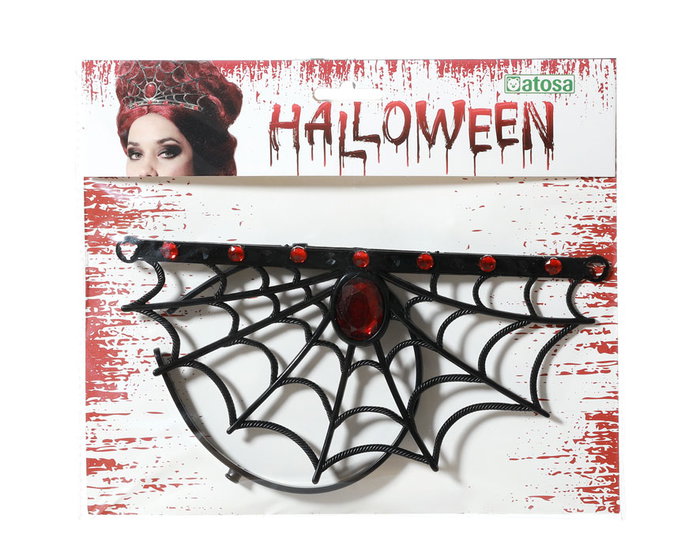 Diadema Vampiresa Halloween Corona Mujer Adulto Diseño Gótico Telarañas Piedras Rojas para Fiestas de Terror y Cosplay Diadema Vampiresa Halloween Corona Mujer Adulto Diseño Gótico Telarañas Piedras Rojas para Fiestas de Terror y Cosplay